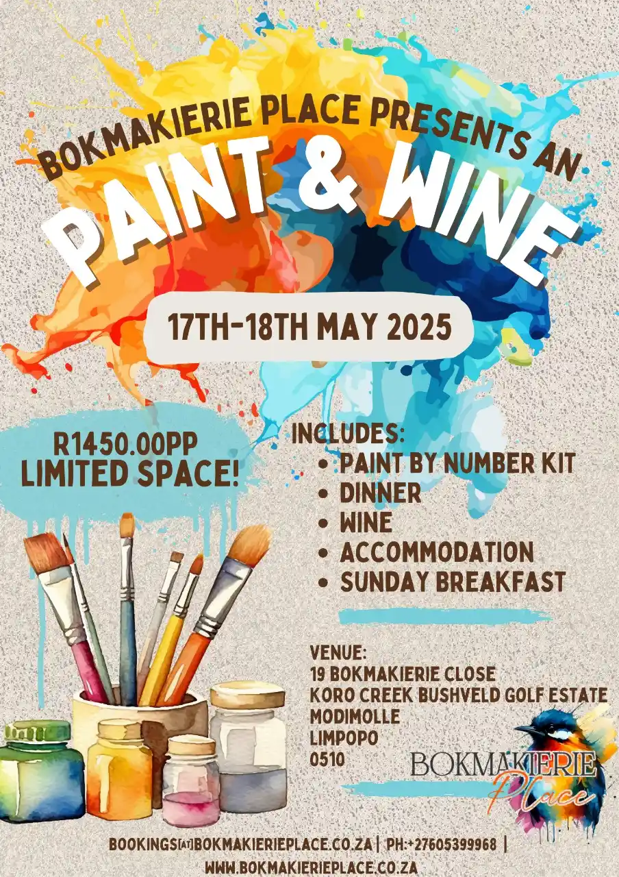 Paint & Wine Weekend at Bokmakierie Place in Koro Creek Golf Estate
