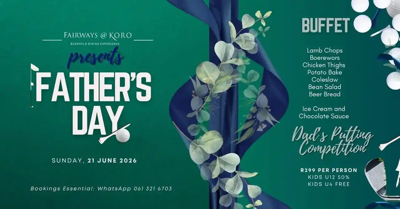 Fairways at Koro Father’s Day buffet menu 2026 in Modimolle