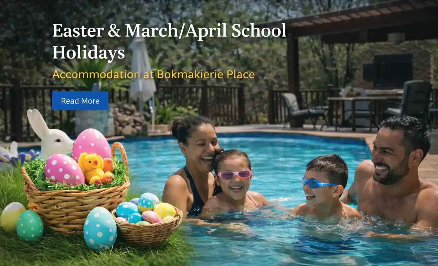 Easter family getaway at Bokmakierie Place with swimming pool fun in Modimolle